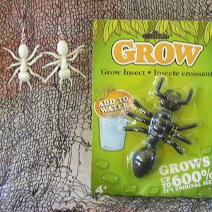 Halloween Grow Beetle and Handcrafted Ant Earrings Black OR Glow in the Dark